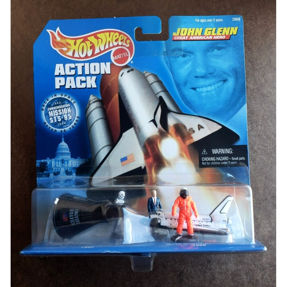 1999 Hot Wheels  JOHN GLENN  ACTION PACK  1962 Commemorating Mission STS-95 1998